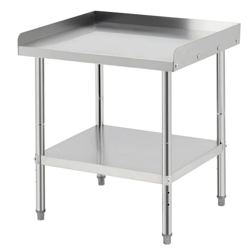 Image of Equipment Grill Stand Table 28x24x30 Inch Stainless Steel NSF Certified 400 Lbs Capacity with Adjustable Legs, 2 inch Edge Baffle, for Hotel, Home, Commercial Restaurant Kitchen