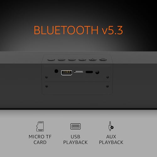 Image of amazon basics X12 16W Bluetooth Soundbar with 1200 mAh Battery | 2X Bass | Up to 10 hrs of Playback | Bluetooth 5.3, Aux & USB Connectivity (Black)