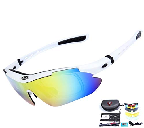 Baselay Polarized Sports Sunglasses Sun Glasses UV400 with 5 Interchangeable Lenes for Men