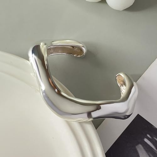 EZSONA Gold Silver Tone Cuff Bracelet Set for Women, Chunky Wave by EZSONA - Used condition - Image 5
