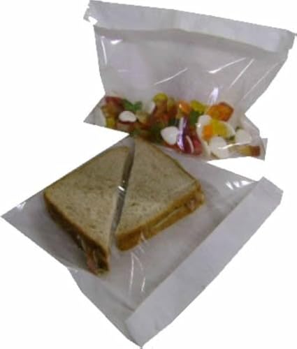 Swoosh Supplies 100 x Cellophane White Film Fronted Sweet / Sandwich / Food Paper Bags - 10" x 10"