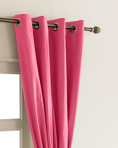 Image of THE LINEN COMPANY Canvas Cotton Long Door Curtains with Steel Eyelet for Living Room /Dining Hall /Hotel /Farm House Set of 2 Pcs (4.5ft x 9 ft, Pink)