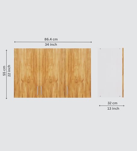 Image of SPECIALITY PANELS 3 Door Modular Wall Mounted Kitchen Cabinet with Adjustable Shelf Space Saving Storage Unit | Engineered Wood Cupboard for Kitchen Living Room Organizer Furniture | DIY Assembly