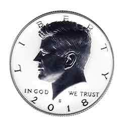 2018 S Reverse Silver Kennedy 2018 S Silver Reverse Proof Kennedy Half Dollar Half Dollar SP US Mint SP