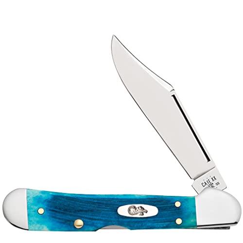 Case XX WR POCKET KNIFE CARIBBEAN BLUE BONE SAWCUT JIG MINI COPPERLOCK, ITEM 25585, LENGTH CLOSED 3 5/8 INCH (61749L SS)