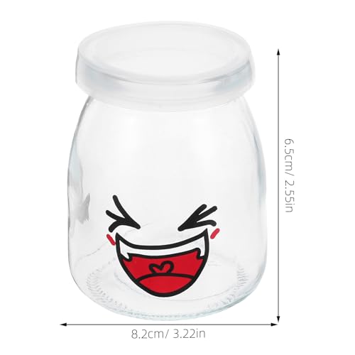 BESPORTBLE 150ml�e�ʂ̃K���X���f�U�[�g�J�b�v 6�Z�b�g �\��L���ȃv�����r ���[�O���g�ۑ��p�������r �z�[���L�b�`���p�ϔM�[���[�e��