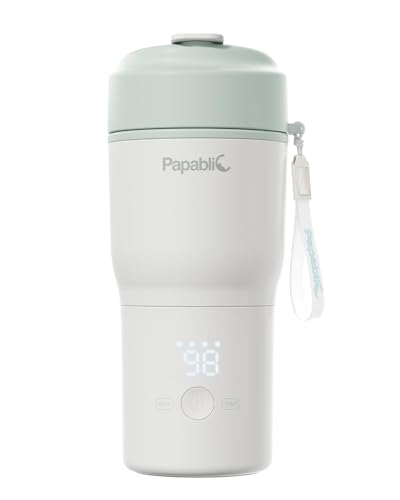 Image of Papablic Portable Bottle Warmer, 85W Fast Baby Bottle Warmer for Travel & Home, Heats Breastmilk & Formula & Water, 4 Temperature Settings, Wide Mouth, Fits Car Cup Holder, RechaSeasalt Blue, Classic