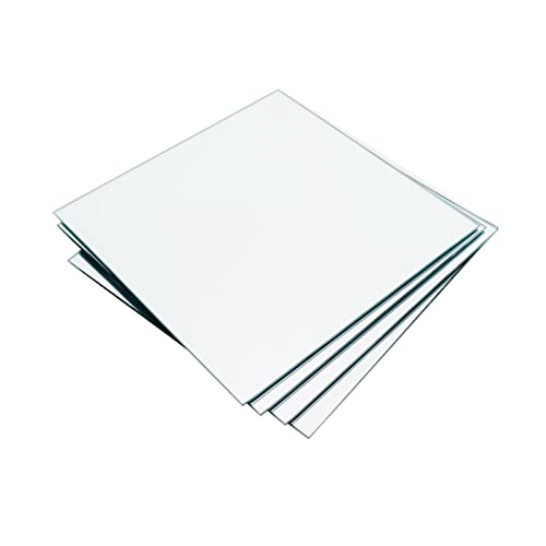 Diweimer Square Wall Mirror Tiles 8Inch X 4Pcs Wall Mounted Mirrors, Glass Flat Frameless Wall Mirrors For Bedroom, Living Room, Door, Home Gym Decor #TOP3