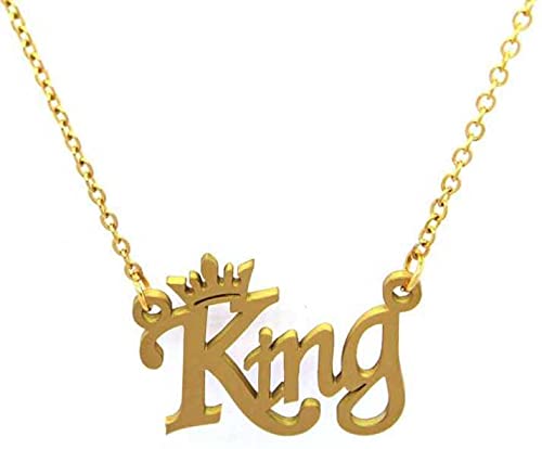 Uniqon (Golden Color) Fancy & Stylish Trending Valentines Day Special Metal Stainless Steel King Name Letter Locket Pendant Necklace With Chain For Mens And Boys Gift Jewellery Set