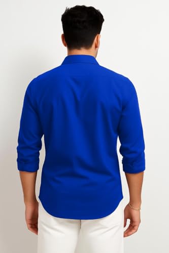 Image of Men's Casual Cotton Blend Shirt | Regular Fit | Full Sleeve | Solid Design