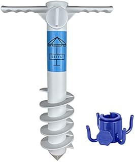 REFFU Heavy Duty Beach Umbrella Sand Anchor, Umbrella Holder Stand with 5 Spiral Screw Safe Stand for Strong Winds