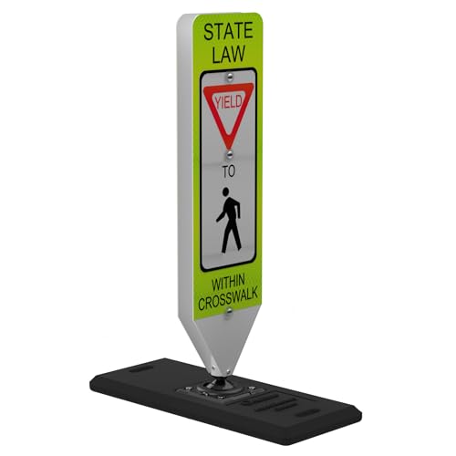 Impact Recovery - In-Street Pedestrian Crossing Signs - Street Sign - Road Safety Yield Sign with Portable Base
