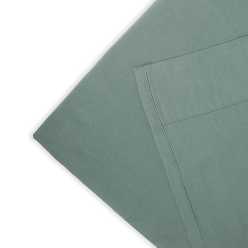 Image of Pine Green Percale Cotton Cooling Bedsheet Set - 100% Cotton, Soft & Breathable, Bedsheet 106x106 in + Pillow Covers 18x27 in, Premium Bed Linen for All Seasons