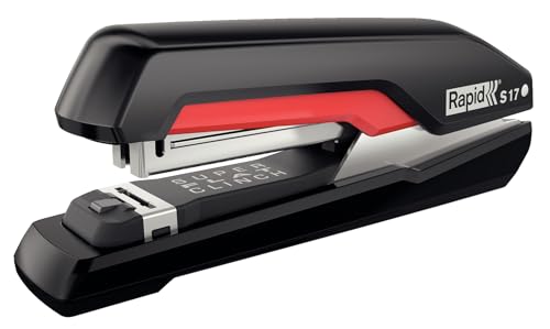 Image of Rapid S17 Supreme Fullstrip Stapler, 30 Sheet Capacity, SuperFlatClinch, Ergonomic Plastic Body (Black /Red)