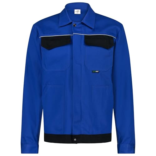BWOLF ARES Veste de travail, 100 % coton, pour homme, avec ceinture à la taille, Bleu roi/noir., M