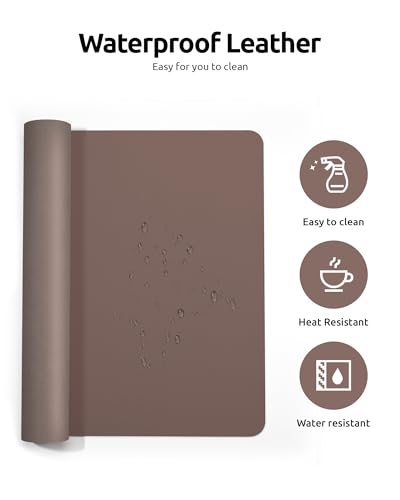Image of YSAGi Leather Desk Mat, Large Mouse Mat, 60 x 35 cm, Chocolate