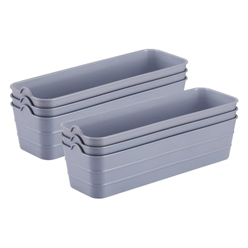 Image of KOLORR Flexi Tray Narrow Flexible Space-Saving Storage, Stackable Storage Organizer, Drawer Organizer Trays for Home, Washroom, Office, and Kitchen Organization Pack of 6 - Grey