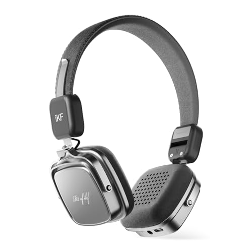 iKF R2 Retro Classic Wireless Headphones,On Ear Headset,Ergonomic Design,40mm Drivers, ENC Clear Call, Bluetooth & Wired Dual Mode, 60H Playback,Throwback 80s 90s,OOTD (Black)