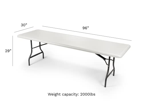 Iceberg Ice65233 Indestructable Too 1200 Series Steel Legs Plastic Folding Table, 1200 Lbs Capacity, 96" Length X 30" Width X 29" Height, Platinum #TOP2