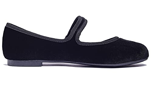 Feversole Women'S Soft Cushion Extra Padded Comfort Round Toe Mary Jane Metal Buckle Fashion Ballet Flats Walking Shoes Black Velvet 9 M Us thumb #4