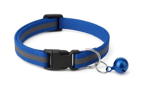 Image of Adjustable Cat Collar with Bell | Soft & Comfortable Kitten Collar | Breakaway Safety Design for Indoor & Outdoor Cats | Lightweight, Durable & Stylish (Blue)