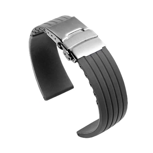 Bracelet montre caoutchouc 22mm gris foncé avec boucle déployante LUGEMA B6