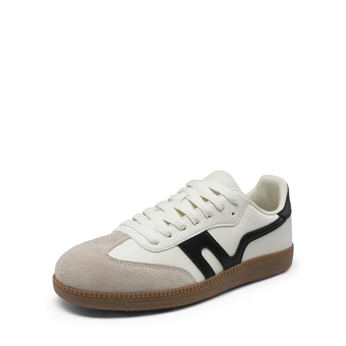 DREAM PAIRS Women's Tennis Sneakers Walking Flat Low-Top Casual Lace-Up Comfortable Nia Fashion Sneakers Shoes 11 White/Grey/Black