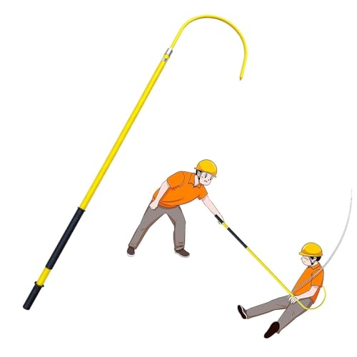 Insulated Rescue Hook with Reinforced Fiberglass Handle, High Voltage Insulated Rescue Hook high Voltage Telescopic 10kv35kv, Fire Electrician Anti-electrocution Rescue Hook 380V, Electrical Safety(6.