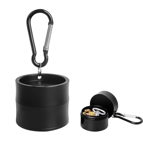 KONIDUN Mini Travel Ring Holder Keychain, Portable Jewelry Holder Keychain with Protective Sponge, Small Necklace Earrings Case for Gym Sports Bag Purse