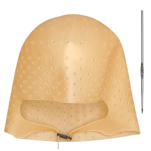 WTAXBH Cuffia per Meches Professional Barber Hair Coloring cap Silicone Highlights cap with Needle Hair Dye Hat Beauty Salon Hairstyling Tools.(Orange)
