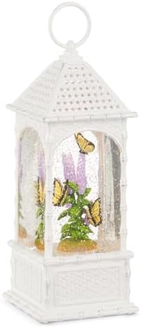 RAZ Imports Floral Butterflies Lighted Water Cane Lantern, 10.5-Inch, Resin, Multicolor