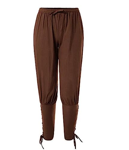 Pantalon de pirate médiéval auburn aux finitions bandages de jambe XL