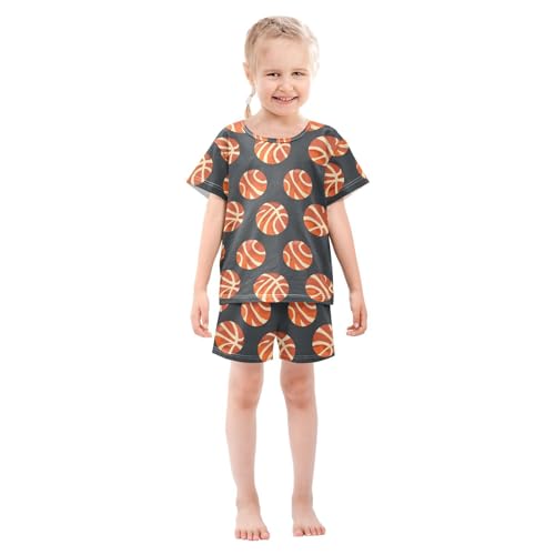 ALAZA Basketball Black Cartoon Pajamas Short Sleeve 2 Piece Sleepwear Top and Bottom Pajama Set Unisex3