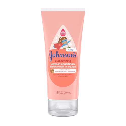 Johnson's Kids' Curl Defining Leave-In Conditioner with Shea Butter, Smooths Frizz & Defines Waves & Curls for 24 Hours, Hypoallergenic, 6.8 fl. oz