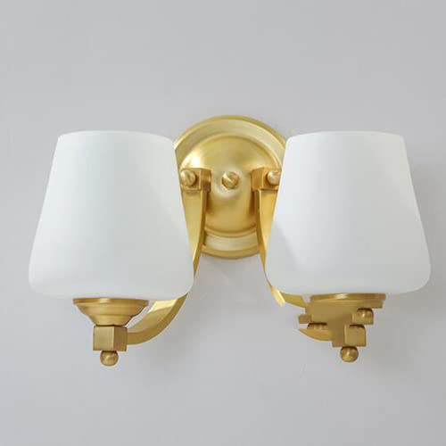 Applique murale en laiton double tête et verre blanc laiteux pour salon moderne