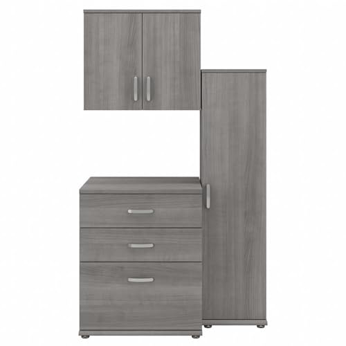 Bush Business Furniture Universal 44W 3 Piece Modular Storage Set with Floor and Wall Cabinets in Platinum Gray