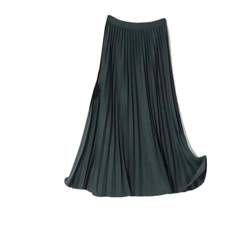 Women's Fall and Winter Loose Elegant High Waist Casual Pleated Sk Thickened Woolen Skirt Dark En8 M