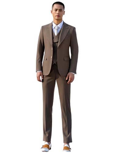 Costume Homme Anti-Plis Ensemble Trois Pièces Ajusté Veste Gilet Pantalon Ulnomio