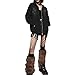 Kelxjia Zip Up Hoodies Y2k Jacket Graphic Gothic Jackets Grunge Cross Hoodie Baggy Streetwear Emo Sweater Aesthetic Clothes(Black1,XL)
