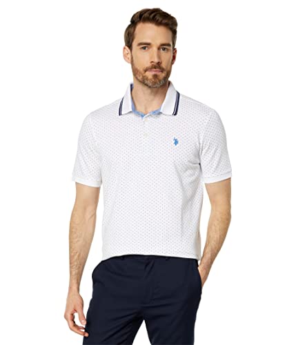 Polo blanc U.S. Polo Assn en maille pindot taille L pour homme