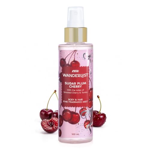 Image of Nykaa Wanderlust Sugar Plum Cherry Travel-szie Perfume Hair & Body Mist 100ml | Long-Lasting Fine Fragrance Mist | Cherry & Raspberry | Lightweight, Non-Sticky