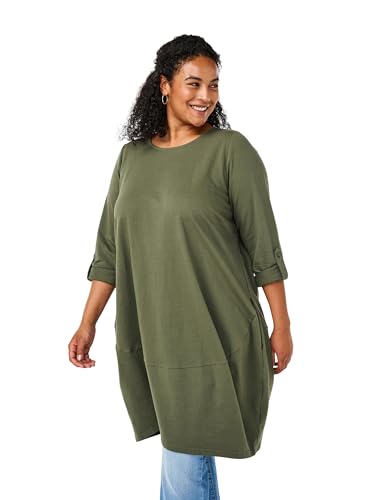 Zizzi Frauen Große Größen Sweatkleid O-Ausschnitt Ballonschnitt Größe Gr S Thyme