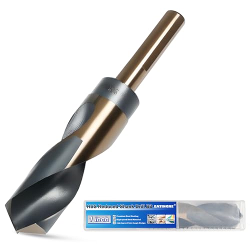 1 Inch Drill Bit Reduced Shank High Speed Steel Bit with 1/2 Shank HSS 4241 Black & Gold Drill Bits for Mild Steel Metal and Hard Wood
