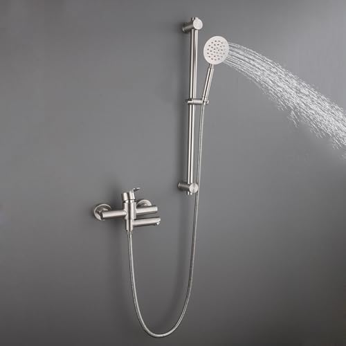 Mitigeur de bain-douche à poignée unique avec barre de douche murale