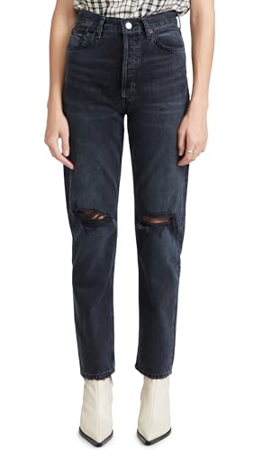 AGOLDE Women's 90s Pinch Waist High Rise Straight Jeans, Howl, Black, 26