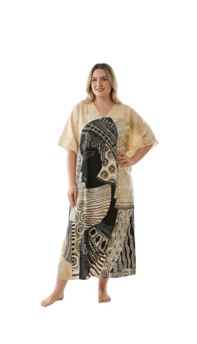 Image of Gypsie Blu Women Plus Size Kaftan Dress Beach Cover Up Maxi Dresses for Women, V-Neck Kimono Sleeve 1X-3X