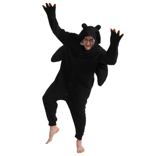 dressfan Animal Negro Dragón Siamese Pijamas Dragón Disfraz Cosplay Disfraz Navidad Halloween Pijamas Unisex Adulto Adolescente Niños (Negro, XXL(74"-78"))