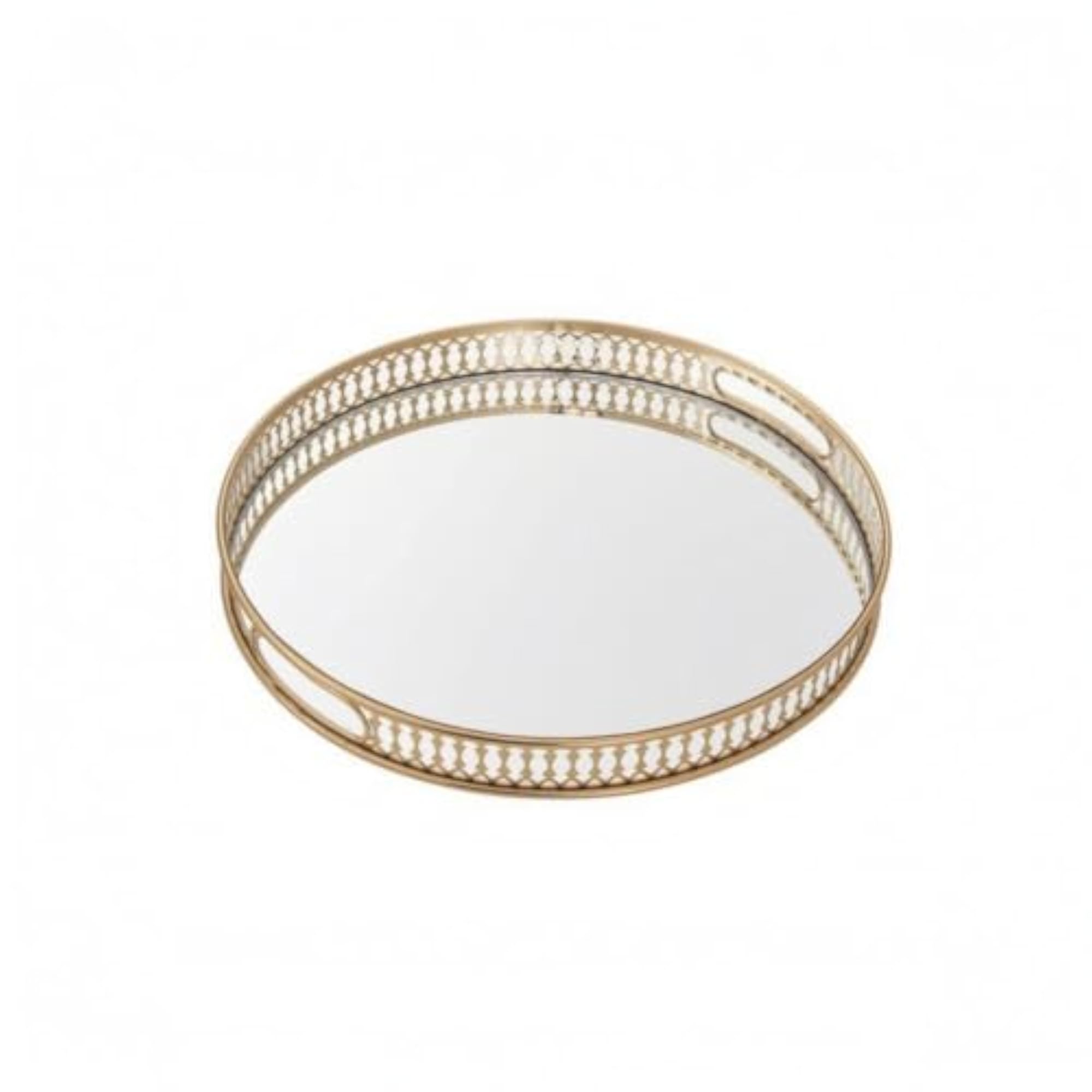 Round Mirrored Decorative Tray, Elegant Design