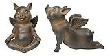 Ebros Peaceful Zen Yoga Flying Pig Hog Heavens Sculpture Rustic Country Piggy Piglet Porcine Pigs Fairy Garden Collectible Figurine (Pack of 2 Cobra and Lotus Meditation Pose)