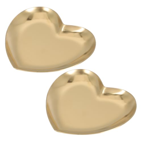 GETAJGHSD 2個 北欧スルステンレス製ハート型トレイ点 滑らかな縁と滑り止め底付き 小物収納とデザートサービングに 家用インテリア兼用